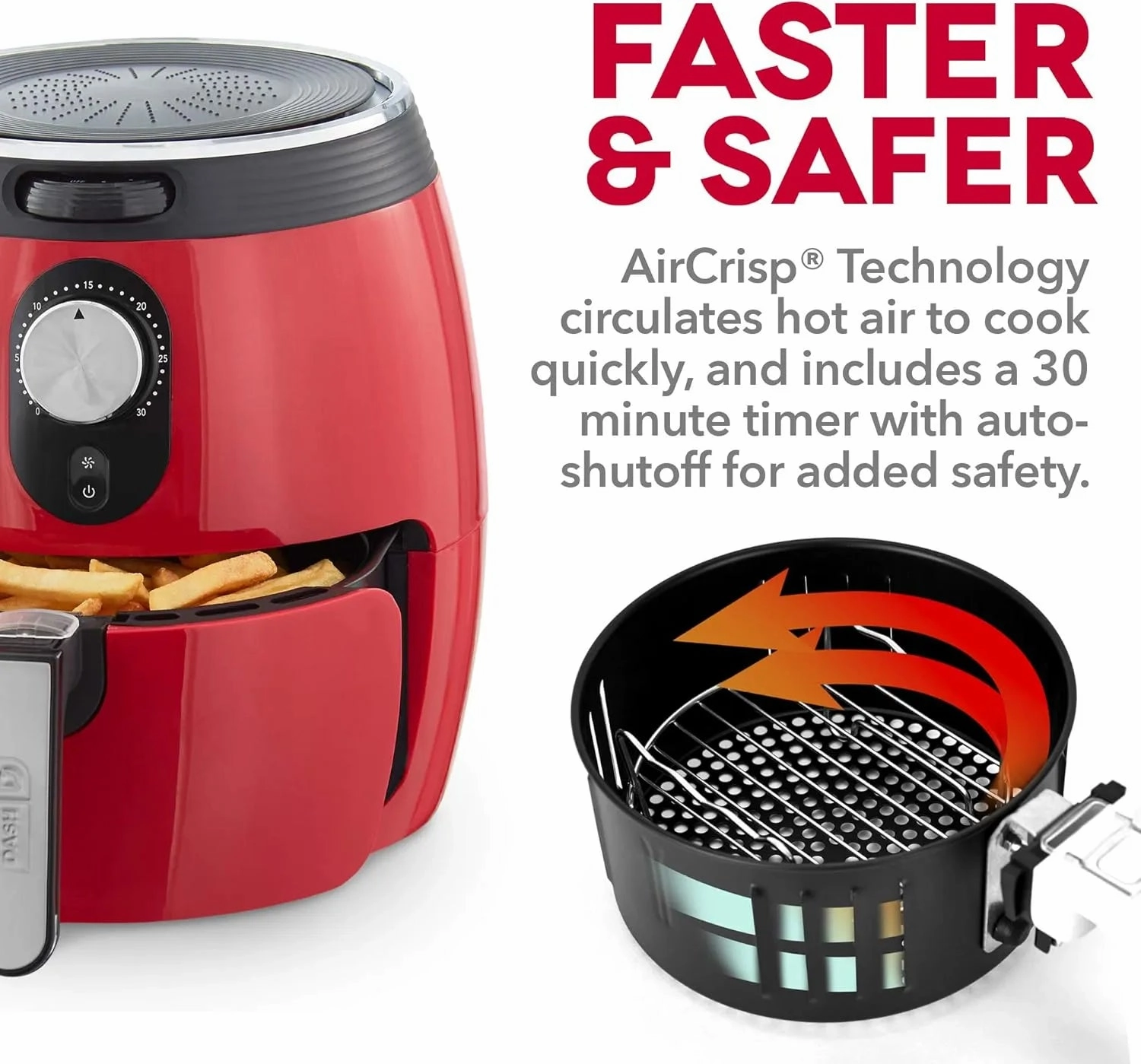 3qt Deluxe Air Fryer - Red