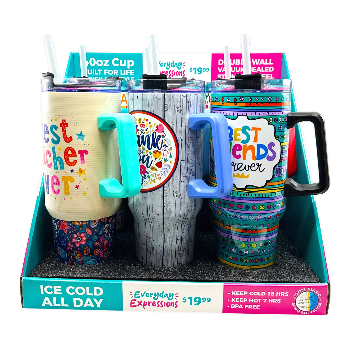 40 oz Stainless-Steel Insulated Themed Cups - 6 Pieces Per Retail Ready Display 88577