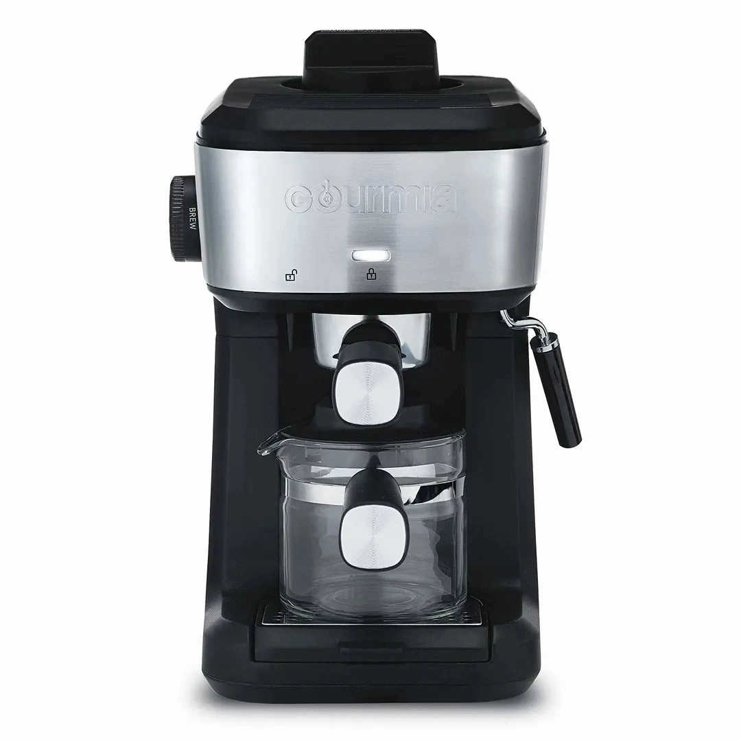 4 Shot Steam Espresso Maker with Frothing Wand -  Black/Stainless Steel