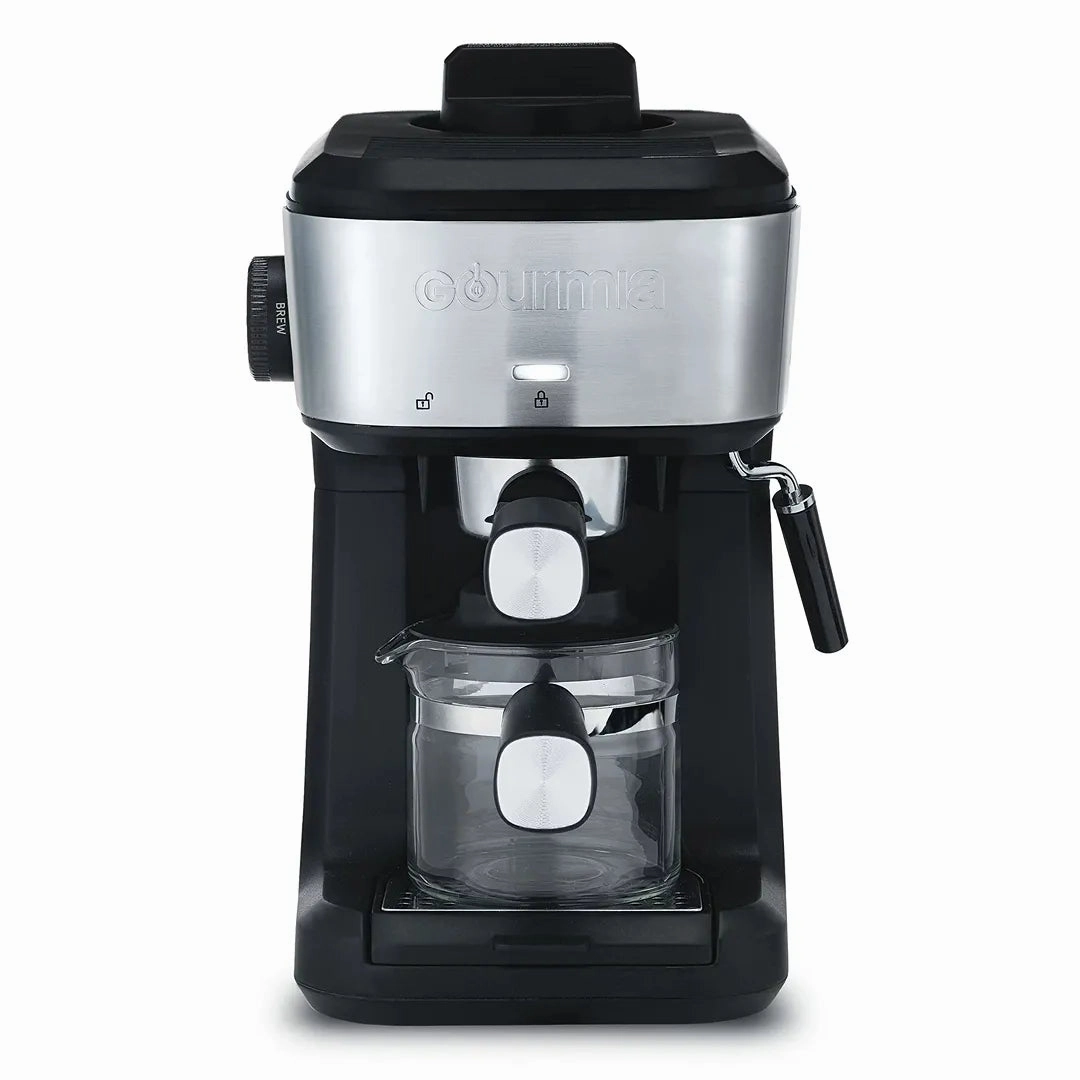 4 Shot Steam Espresso Maker with Frothing Wand Black/Stainless Steel Finish