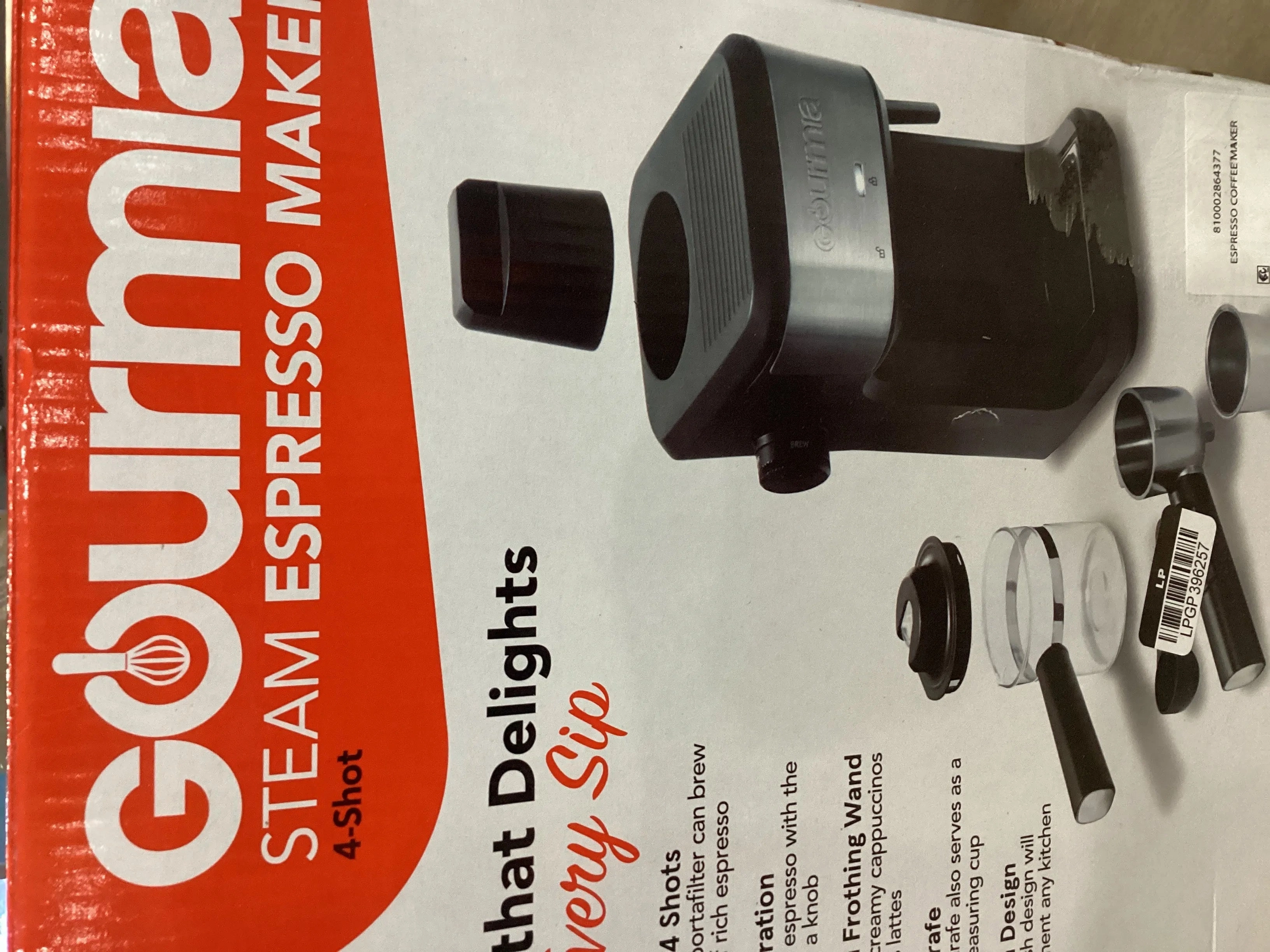4 Shot Steam Espresso Maker with Frothing Wand Black/Stainless Steel Finish