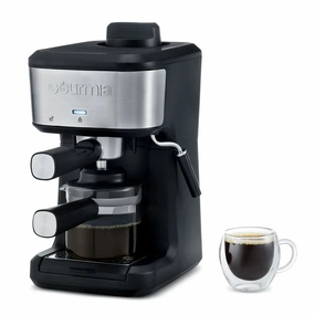 4 Shot Steam Espresso Maker with Frothing Wand Black/Stainless Steel Finish