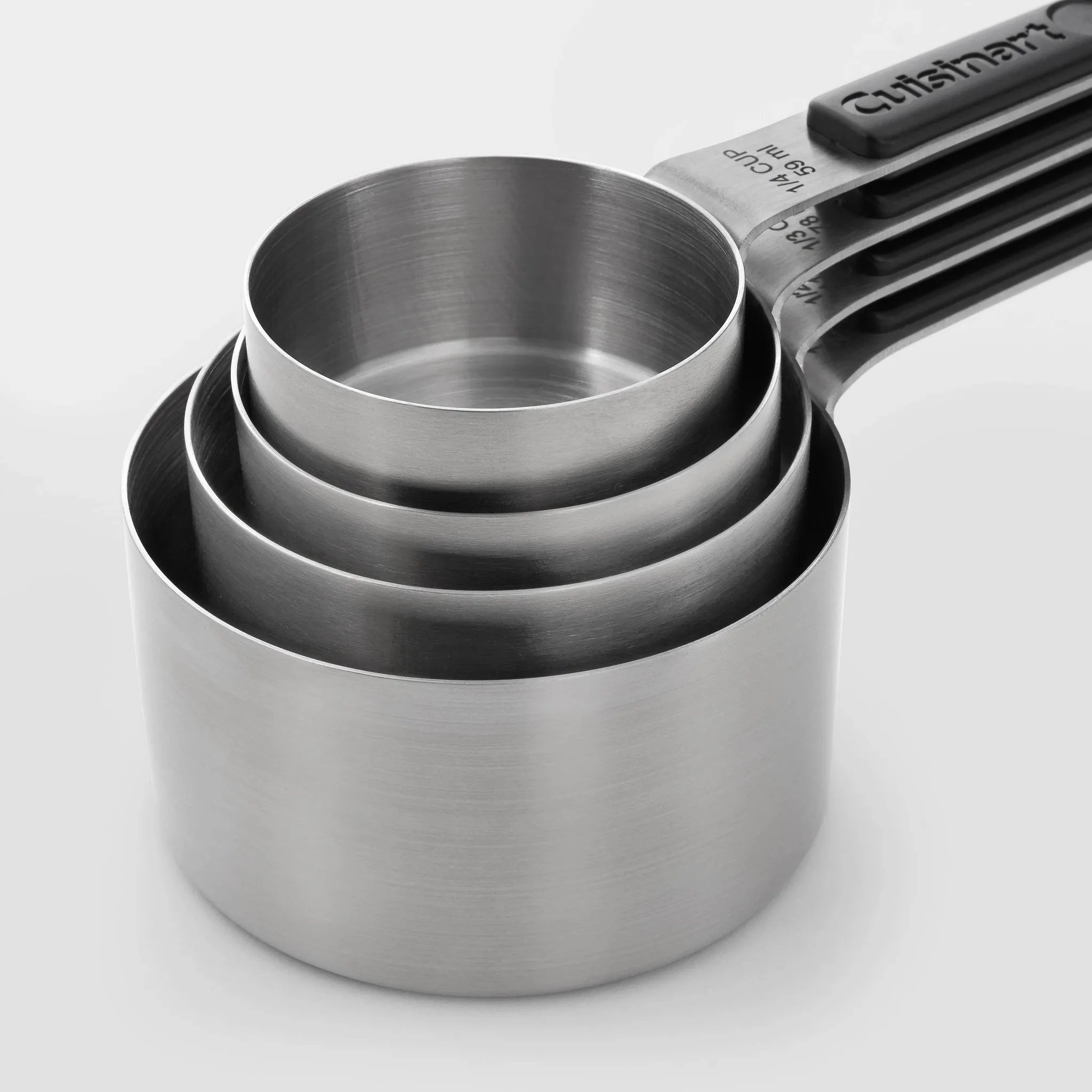4pc Stainless Steel Magnetic Measuring Cup Set Black/Silver