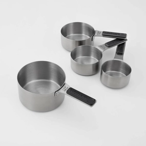 4pc Stainless Steel Magnetic Measuring Cup Set Black/Silver