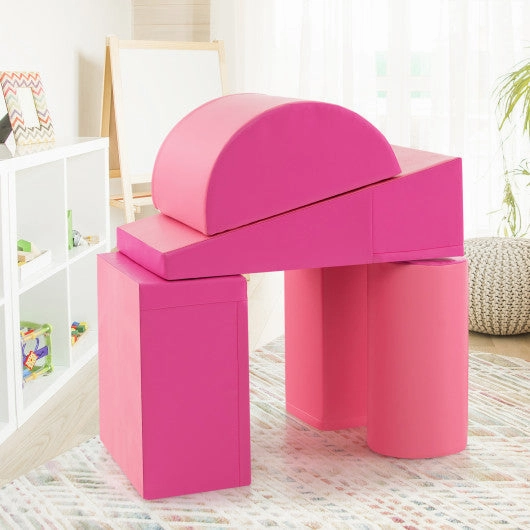 5-Piece Kids Climb and Crawl Activity Playset-Pink