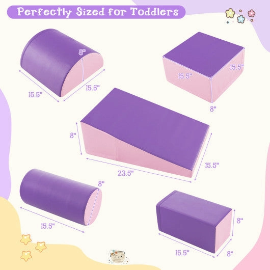 5-Piece Kids Climb and Crawl Activity Playset-Purple