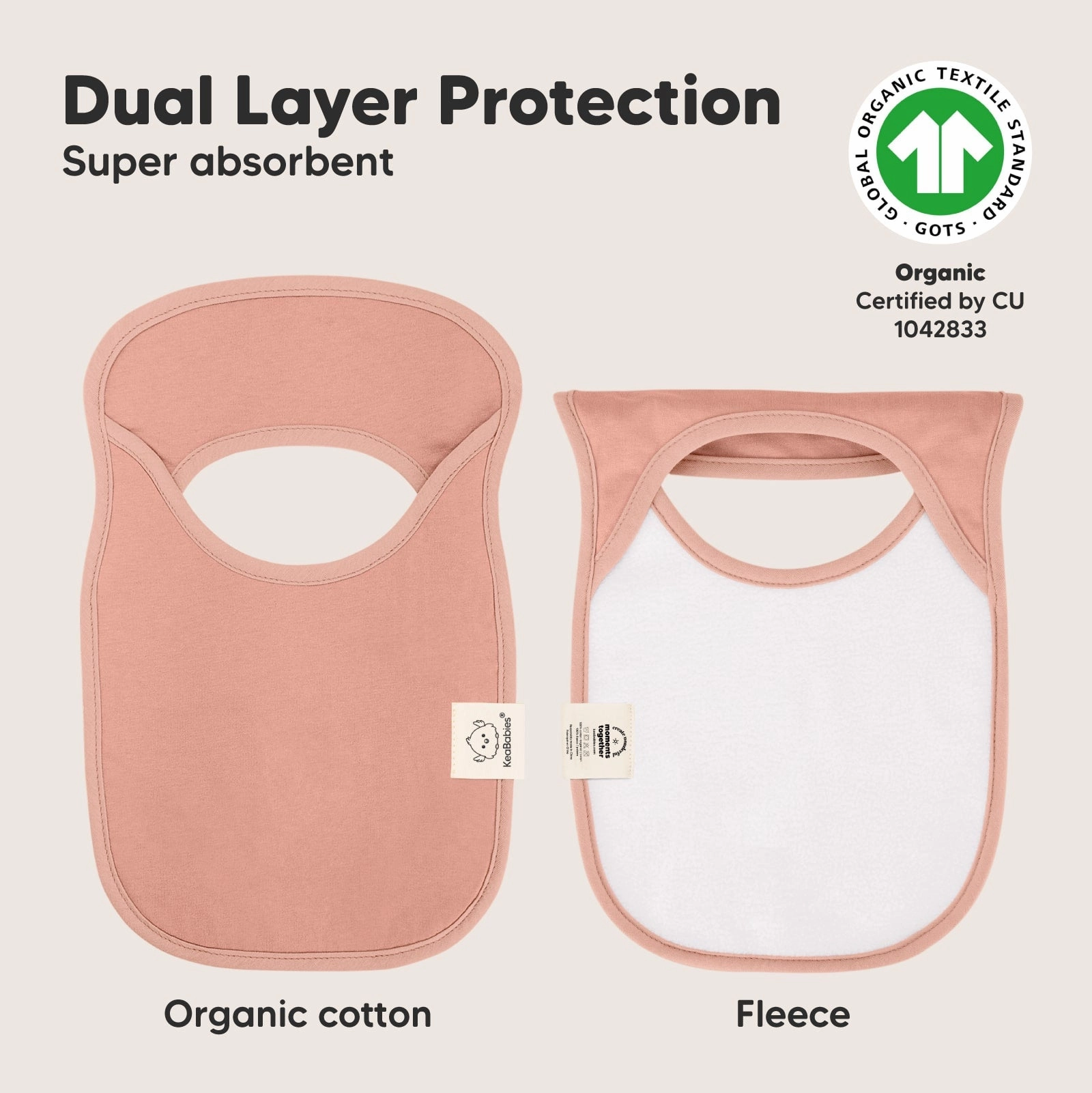 8-Pack Hallo Drool Bibs (Mauve)