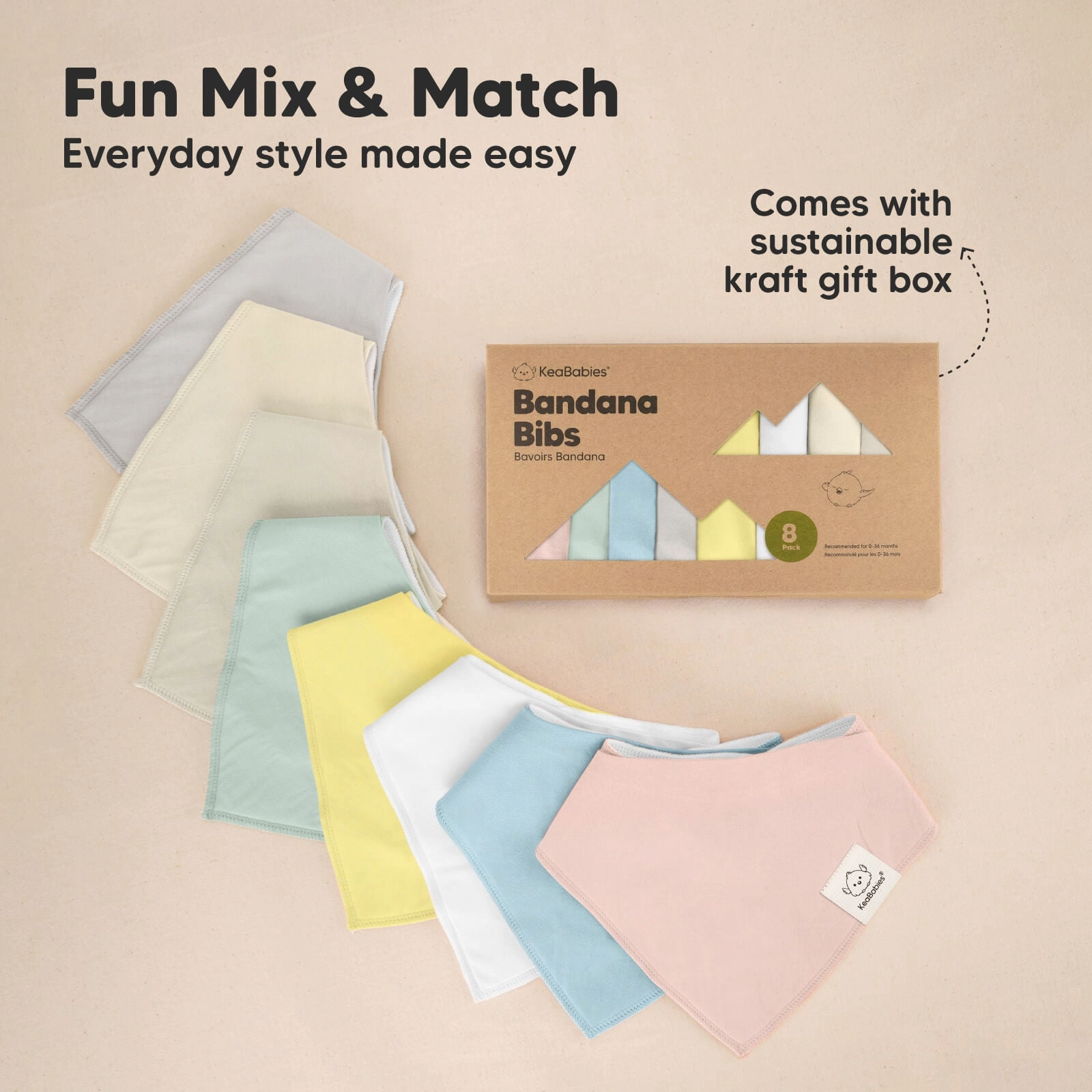 8-Pack Organic Bandana Bibs (Dawn)