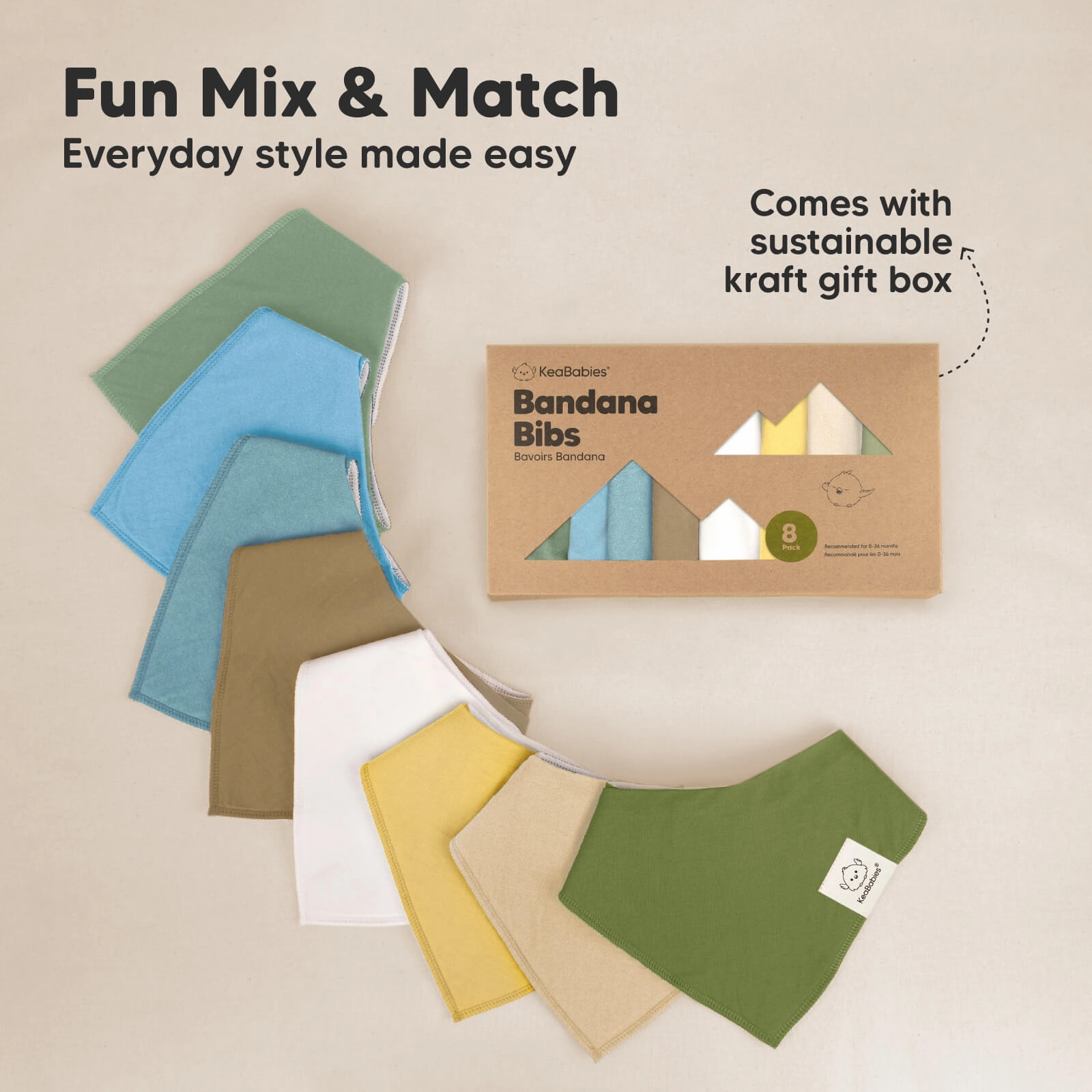 8-Pack Organic Bandana Bibs (Daybreak)