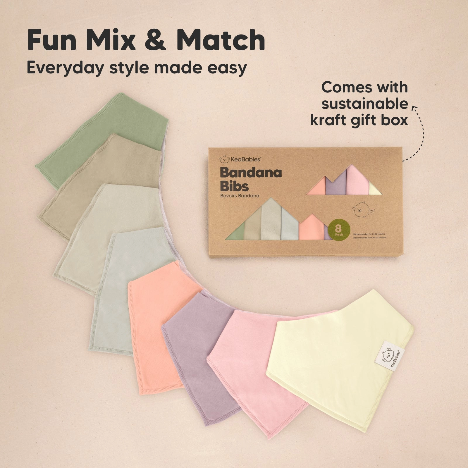 8-Pack Organic Bandana Bibs (Fleur)