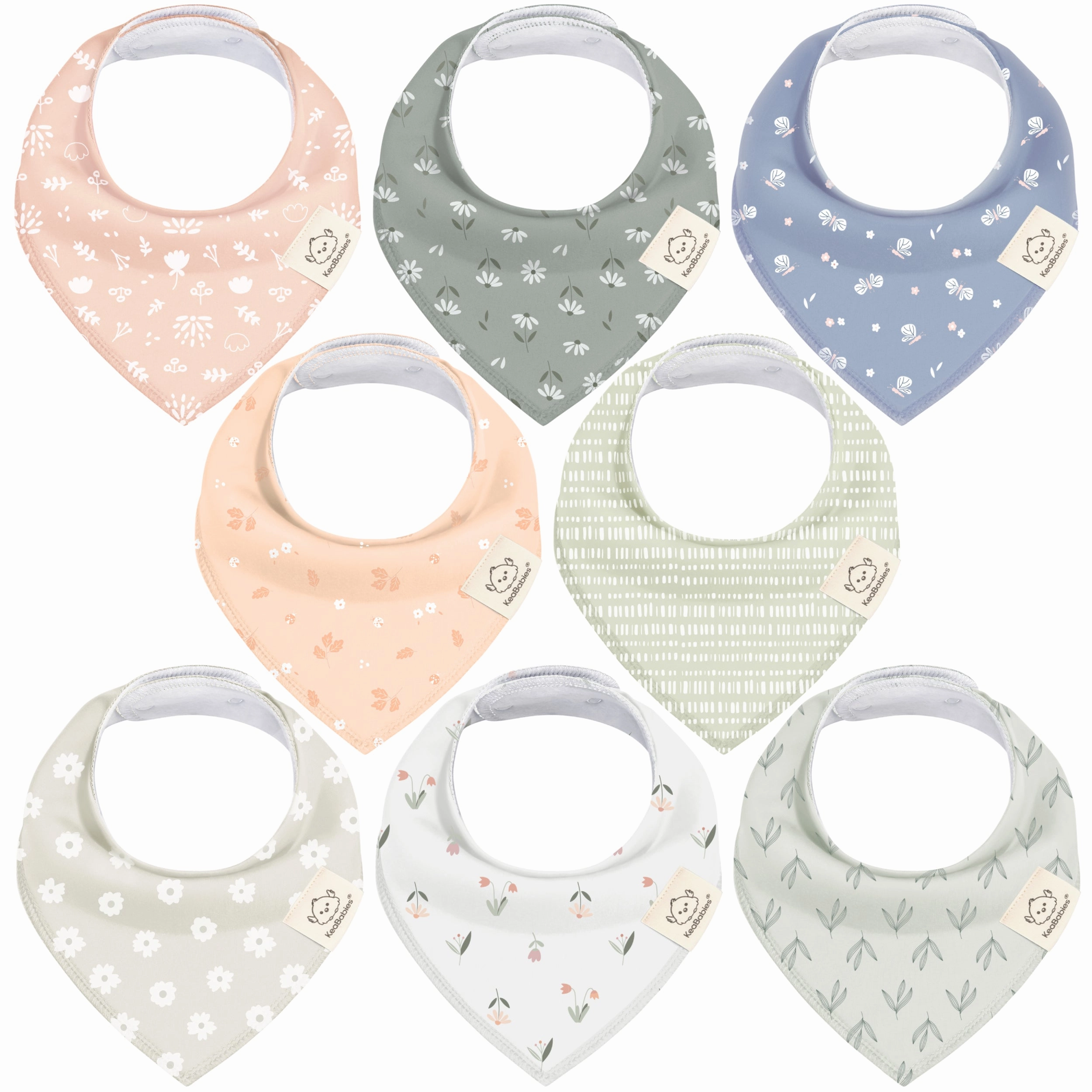 8-Pack Organic Bandana Bibs (Fleur)