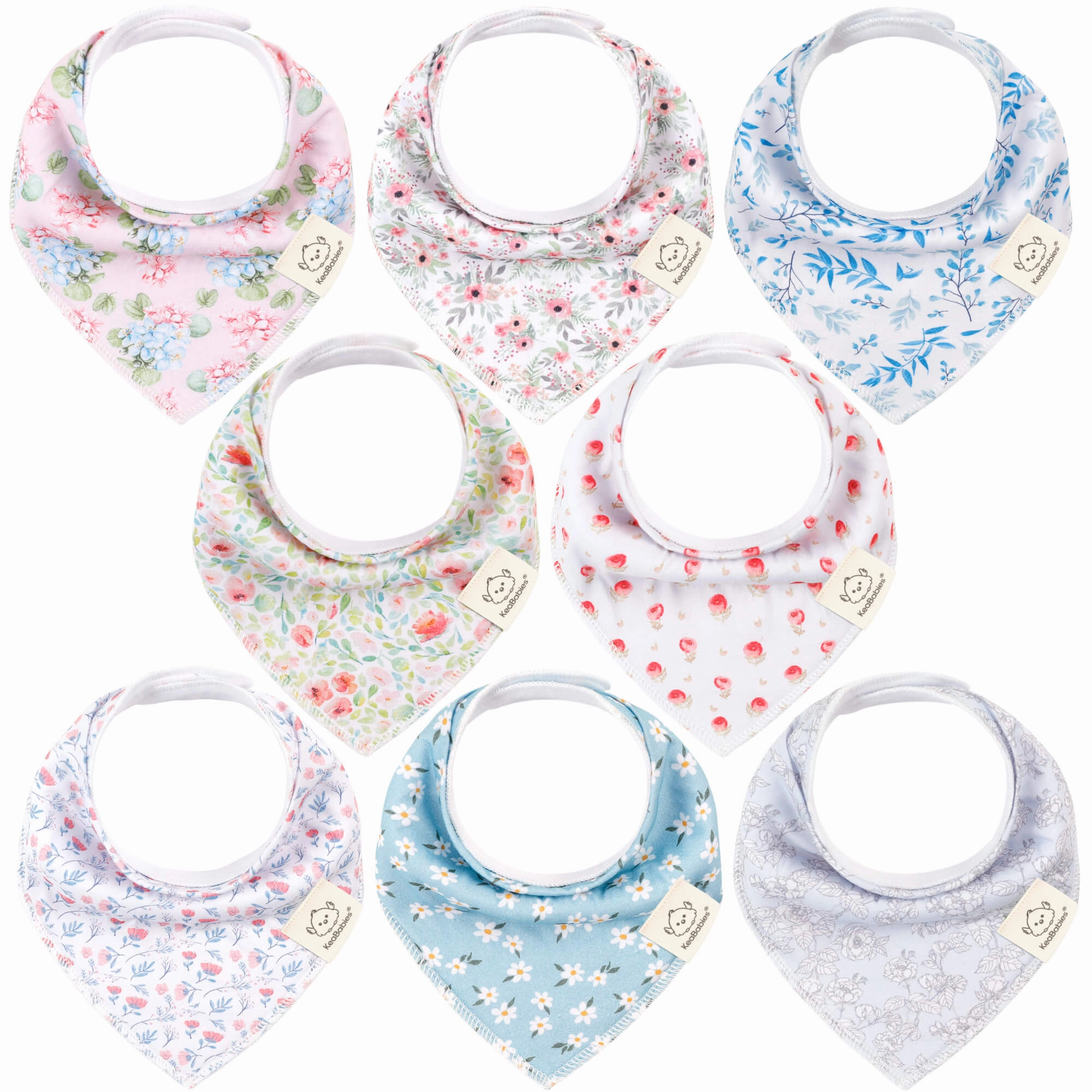 8-Pack Organic Bandana Bibs (Flourish)