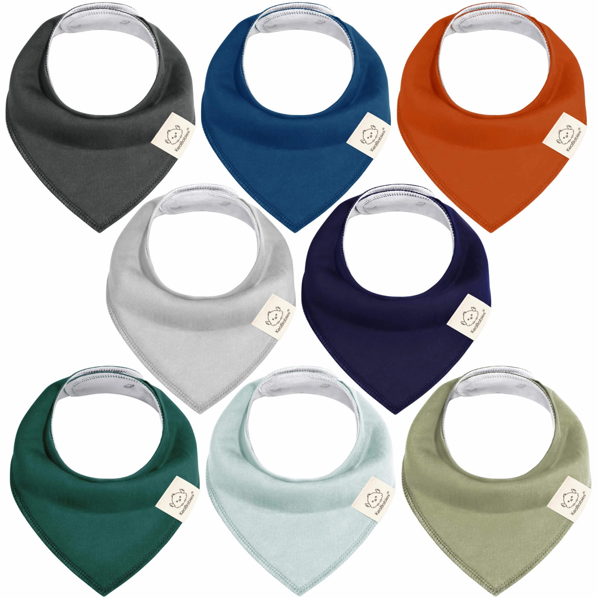 8-Pack Organic Bandana Bibs (Hunter)