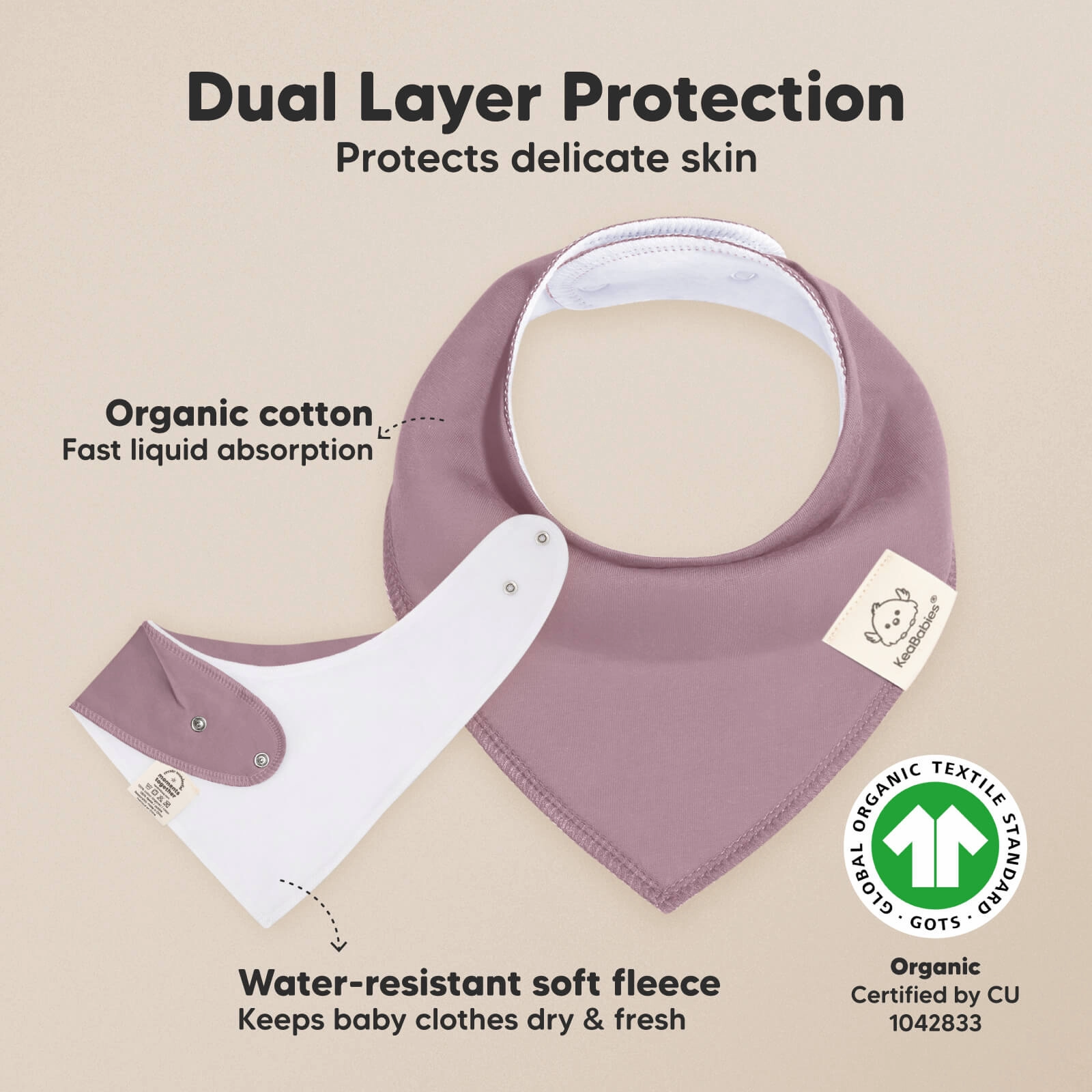 8-Pack Organic Bandana Bibs (Mauve)