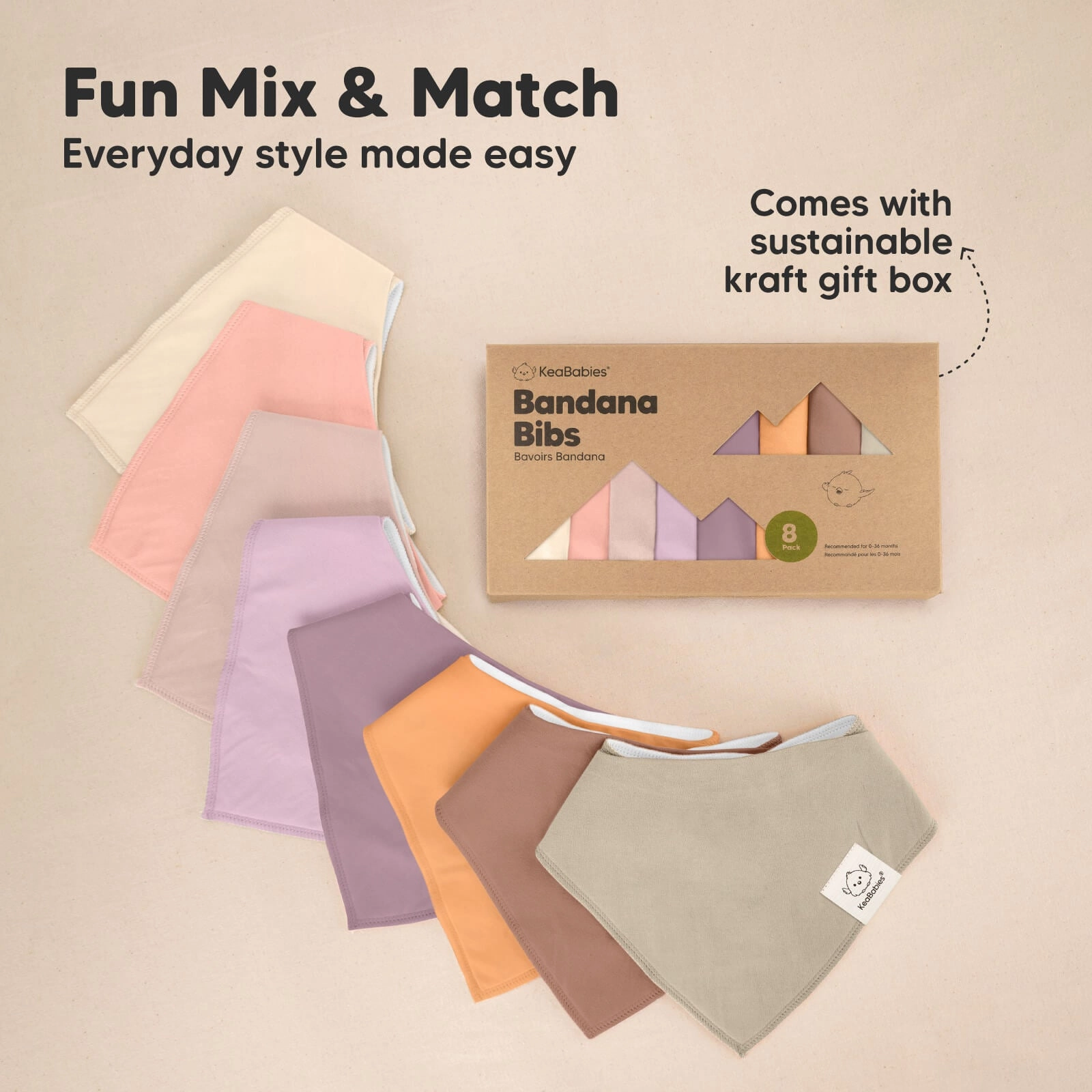 8-Pack Organic Bandana Bibs (Mauve)