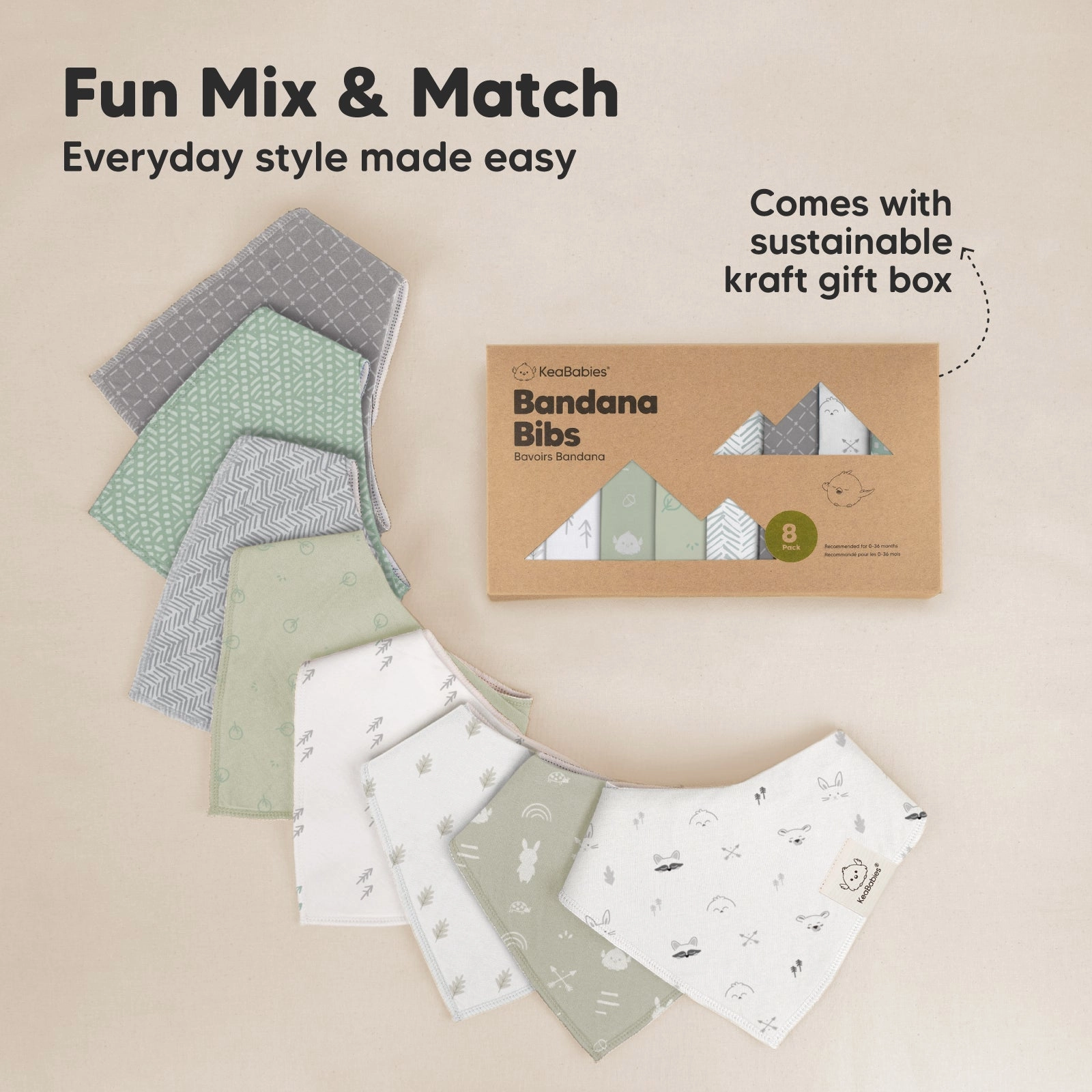 8-Pack Organic Bandana Bibs (Nordic)