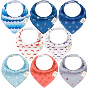 8-Pack Organic Bandana Bibs (Seaside)