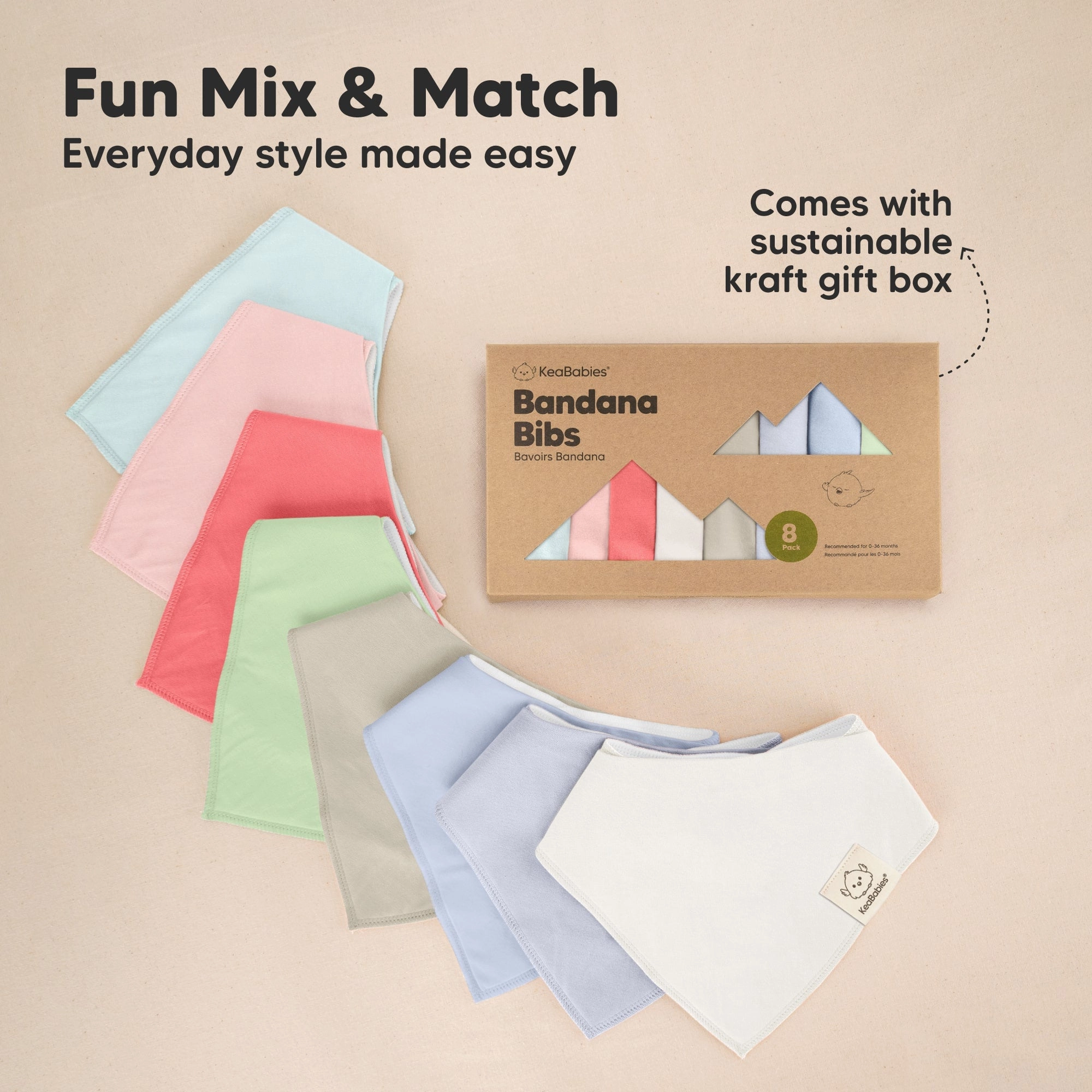8-Pack Organic Bandana Bibs (Spring)