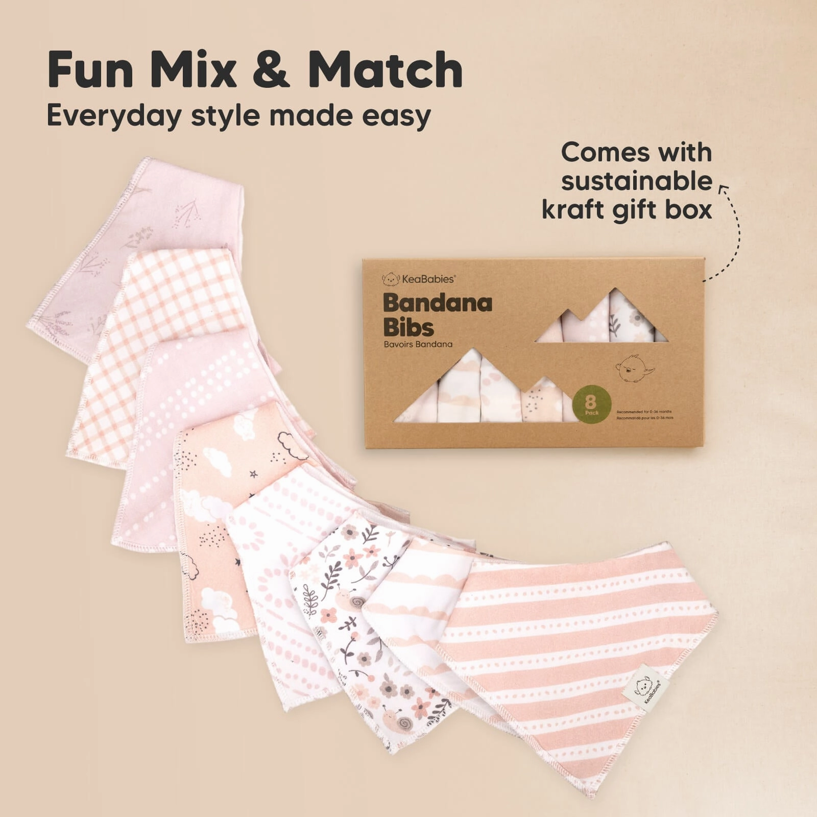 8-Pack Organic Bandana Bibs (Sweet Charm)