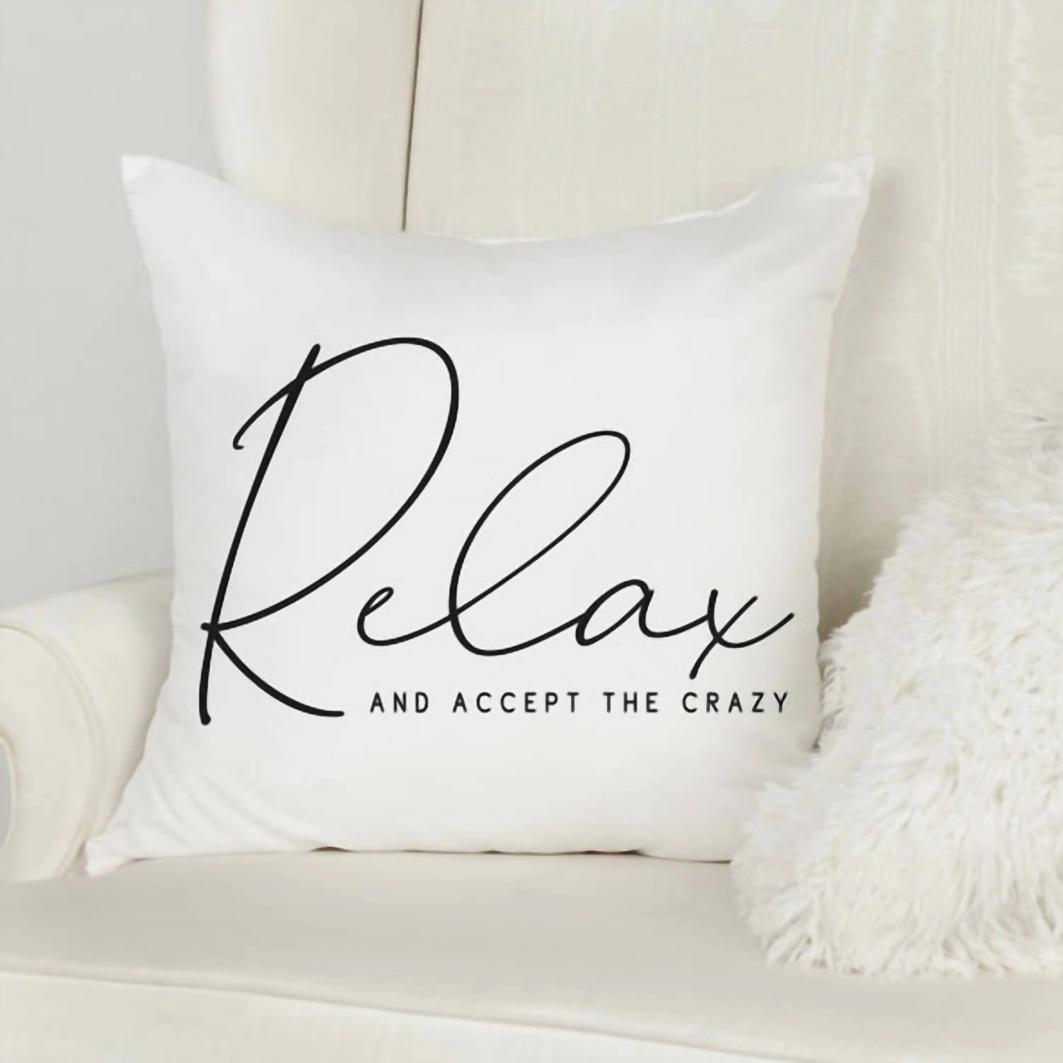 "relax" Decorative Throw Pillow In White