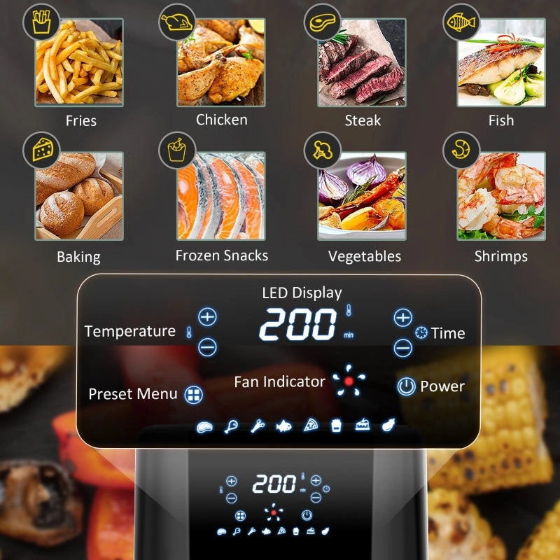 Air Fryer 4.7Qt, 4-in-1 Hot Oven with Air Fry, Roast, Broil, Crisp, Bake Function - Black
