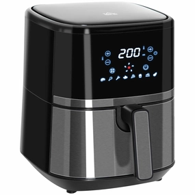 Air Fryer 4.7Qt, 4-in-1 Hot Oven with Air Fry, Roast, Broil, Crisp, Bake Function - Black