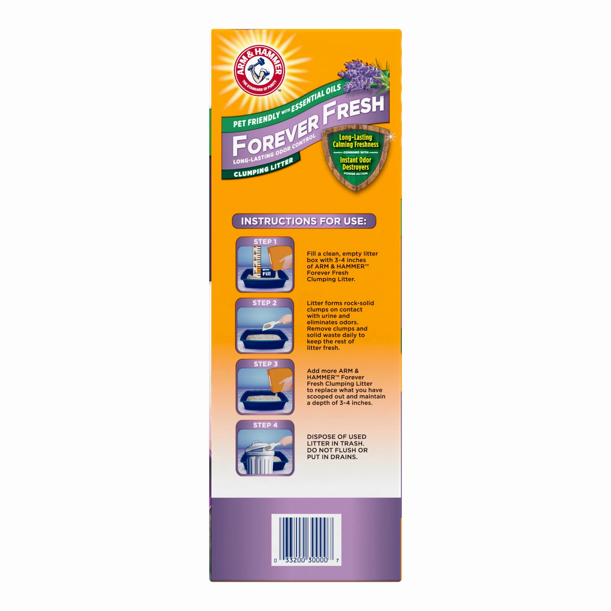 ARM & HAMMER Forever Fresh Clumping Cat Litter, Lavender Pet Friendly Essential Oils, Multi-Cat, 20 lb
