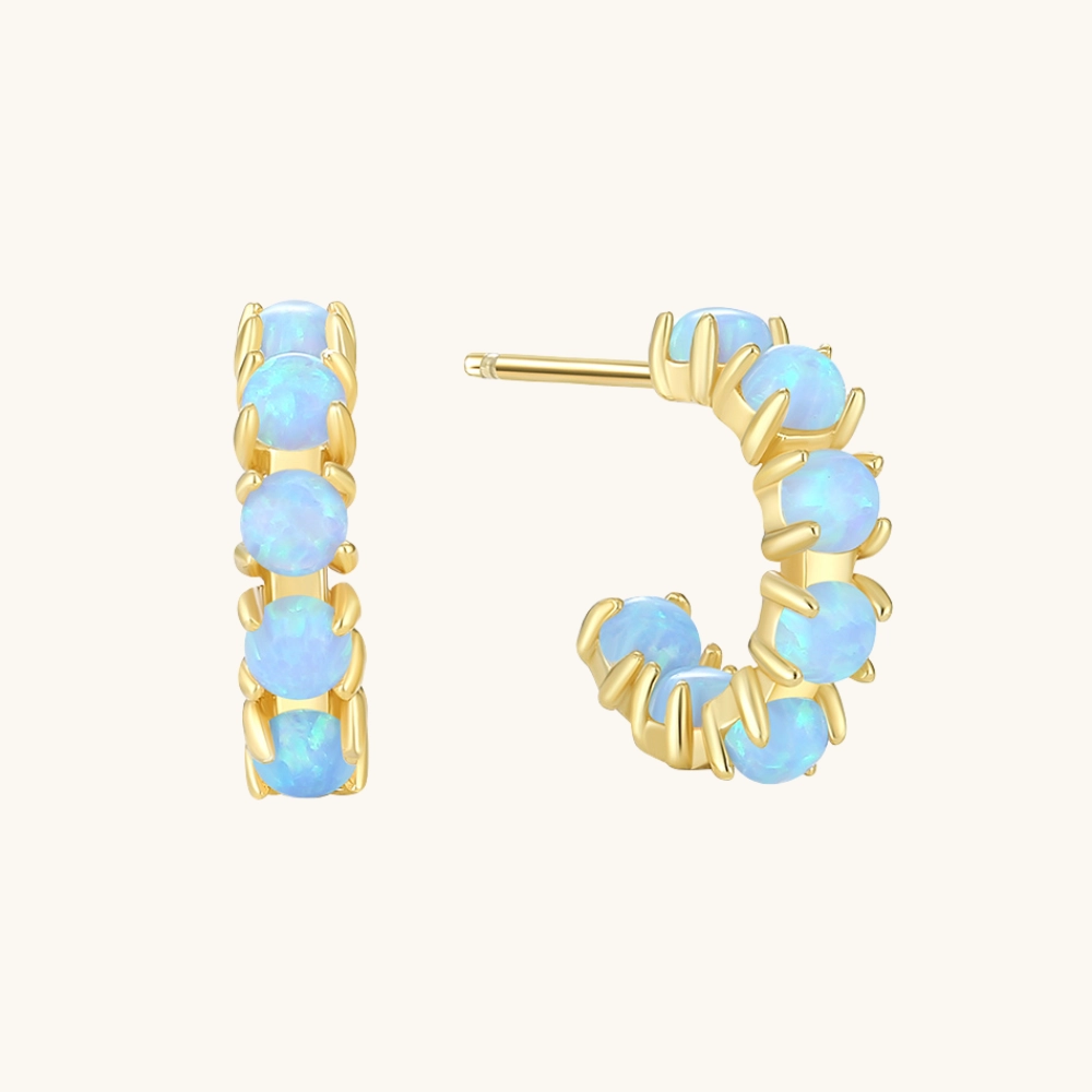 Blue Mini Opal Hoops