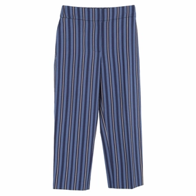 Burberry Striped Blend Cropped Trousers In Blue Wool