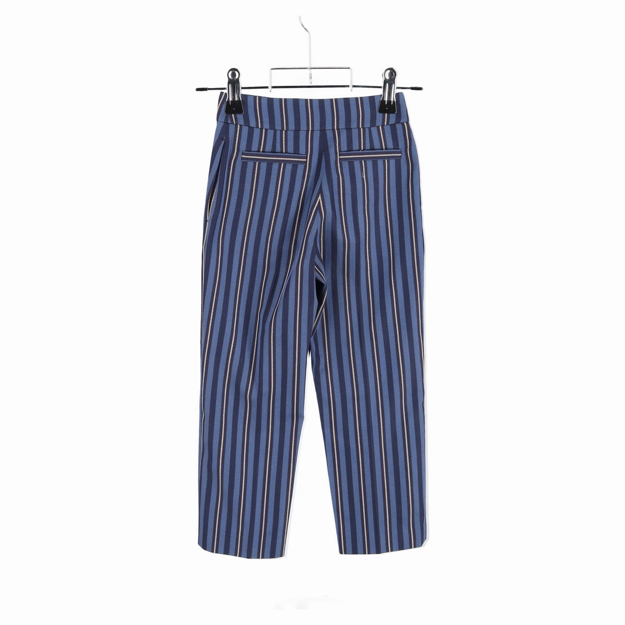 Burberry Striped Blend Cropped Trousers In Blue Wool