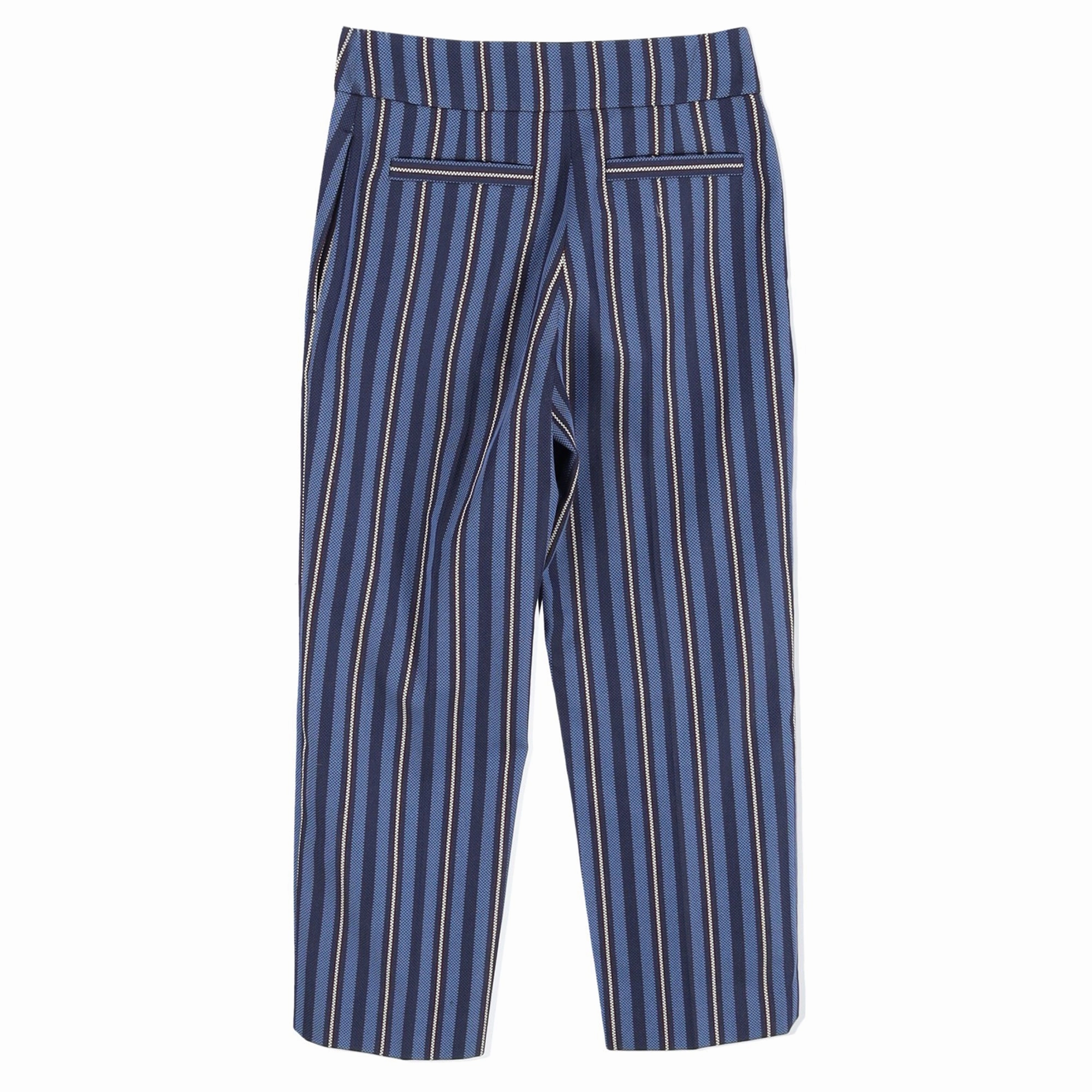 Burberry Striped Blend Cropped Trousers In Blue Wool