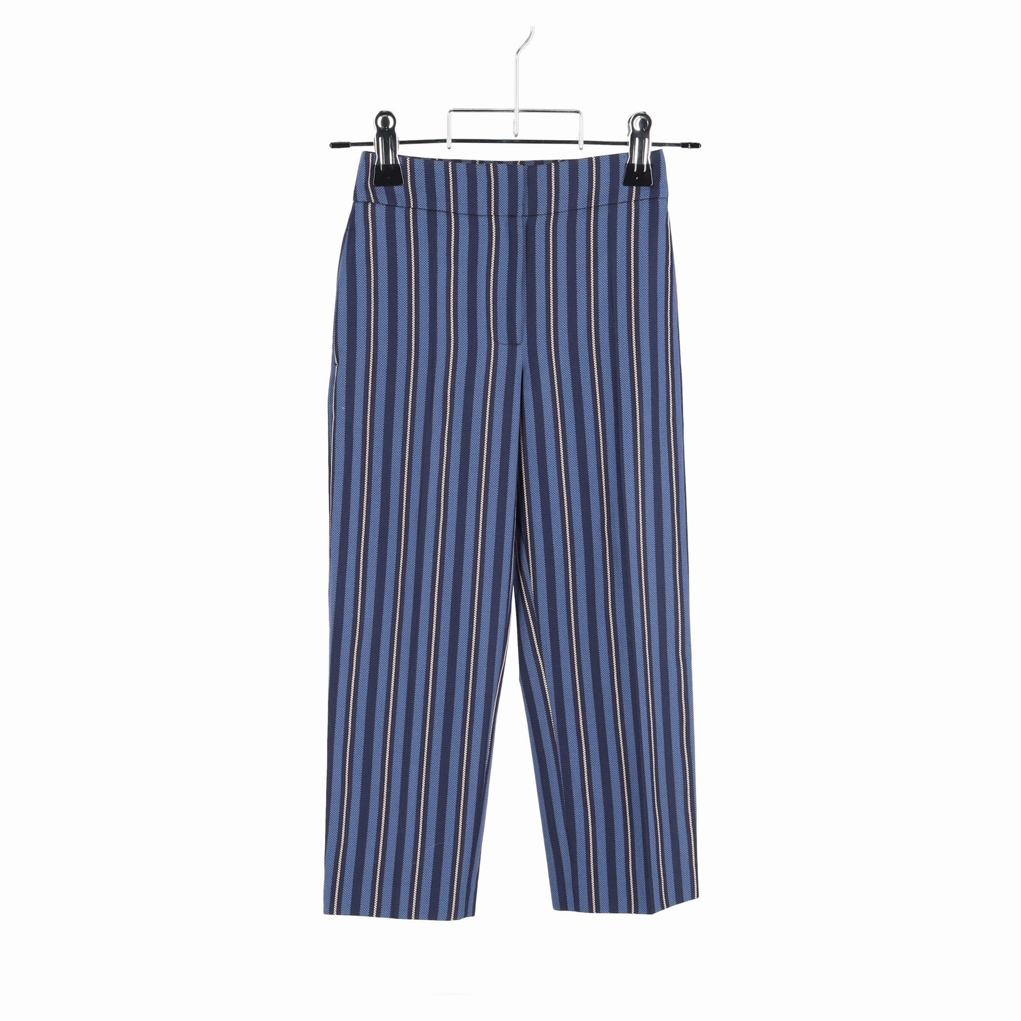 Burberry Striped Blend Cropped Trousers In Blue Wool