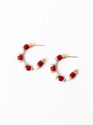 Cara Earrings | Crimson   White