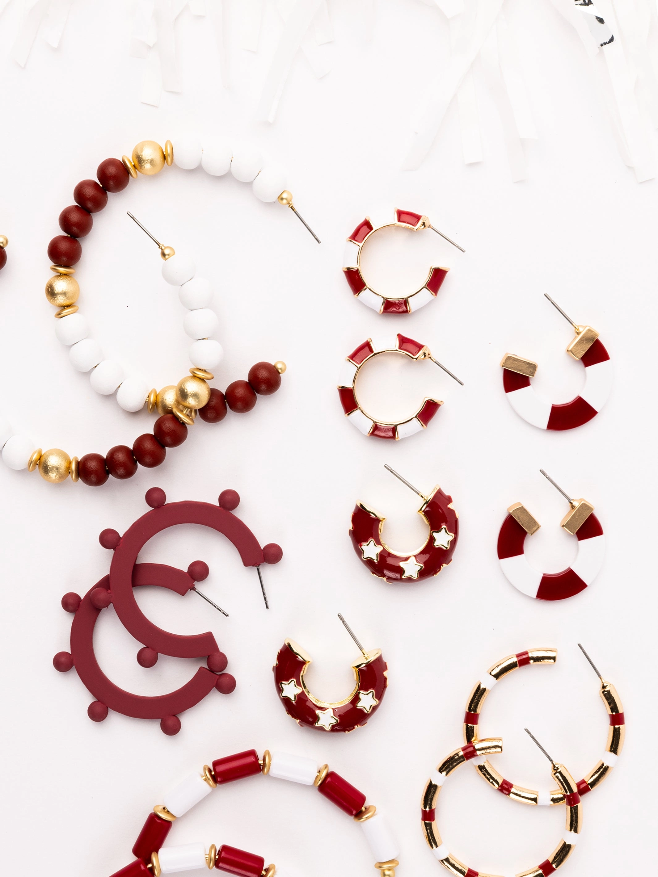 Cara Earrings | Crimson   White