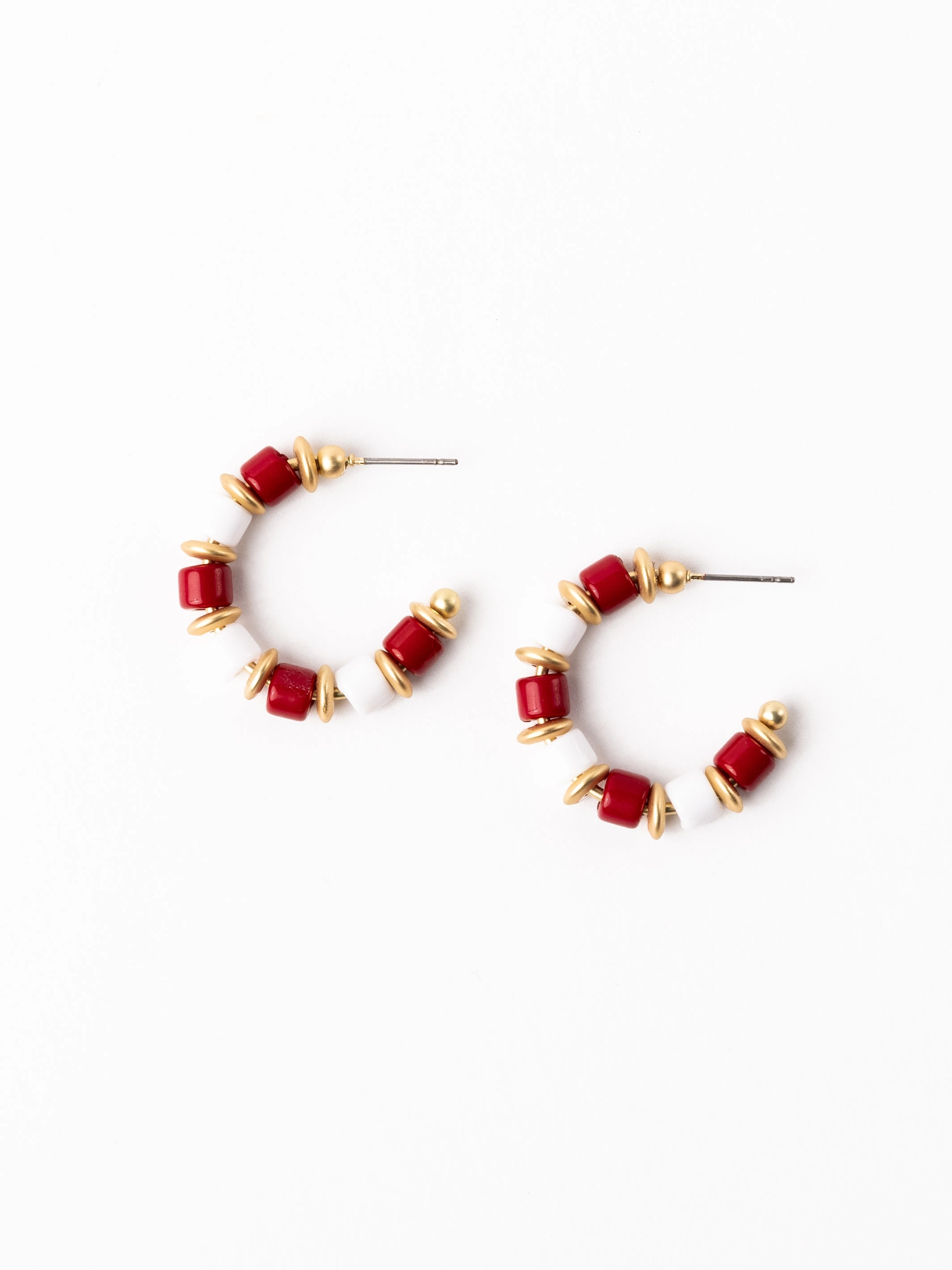 Cara Earrings | Crimson   White