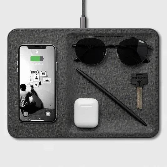 CATCH:3 Single-Device Charging Tray w/ Storage - Leather - Ash
