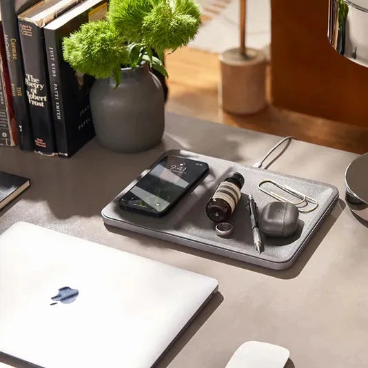 CATCH:3 Single-Device Charging Tray w/ Storage - Leather - Ash