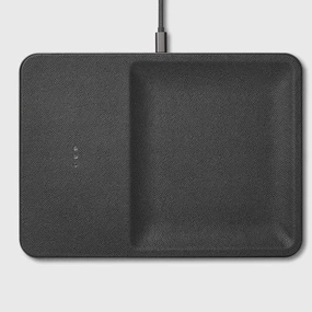 CATCH:3 Single-Device Charging Tray w/ Storage - Leather - Ash