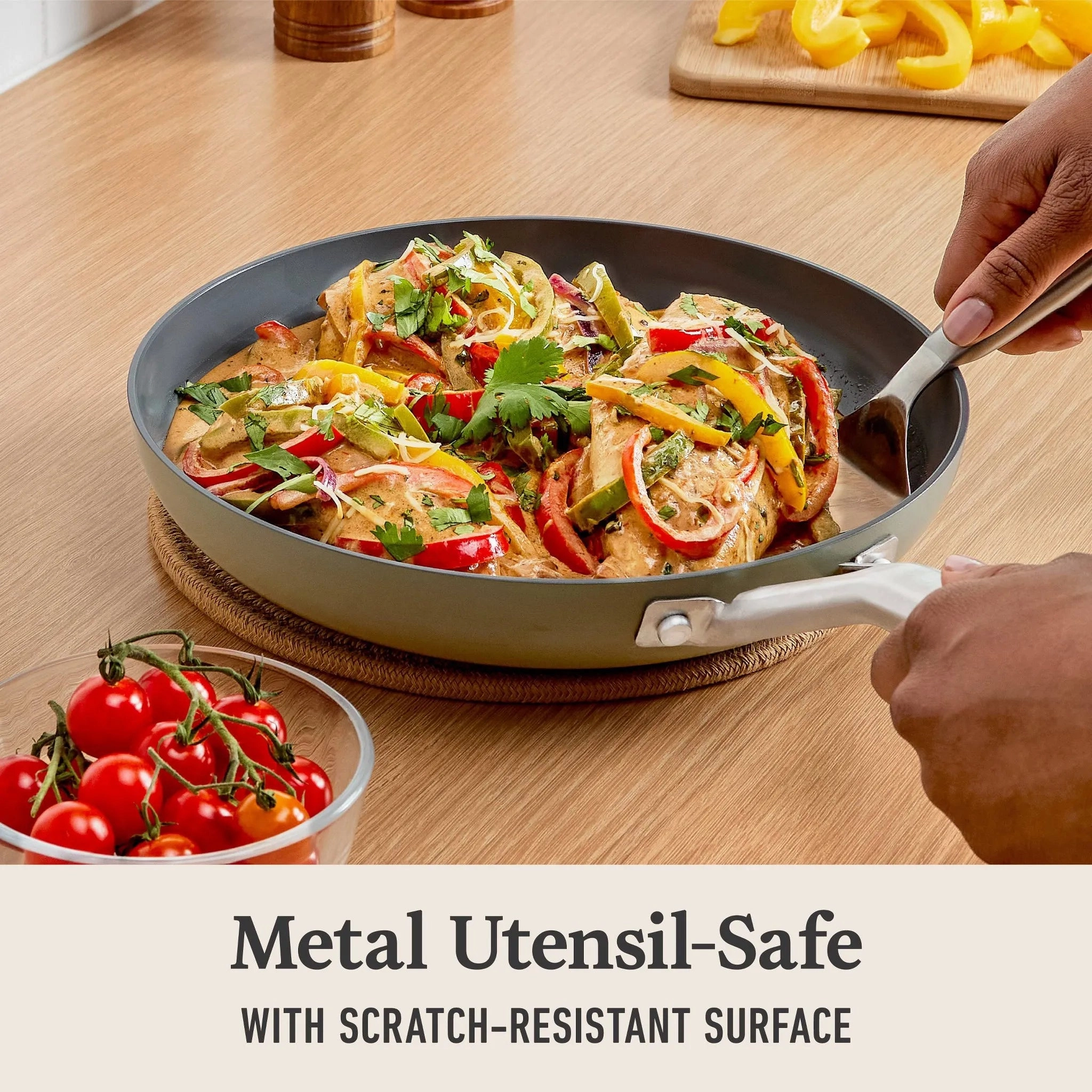 Ceramic Fry Pan Combo Silver Ash: Nonstick, Anodized Aluminum, Oven & Dishwasher Safe, 8" Diameter, 2-Piece Set