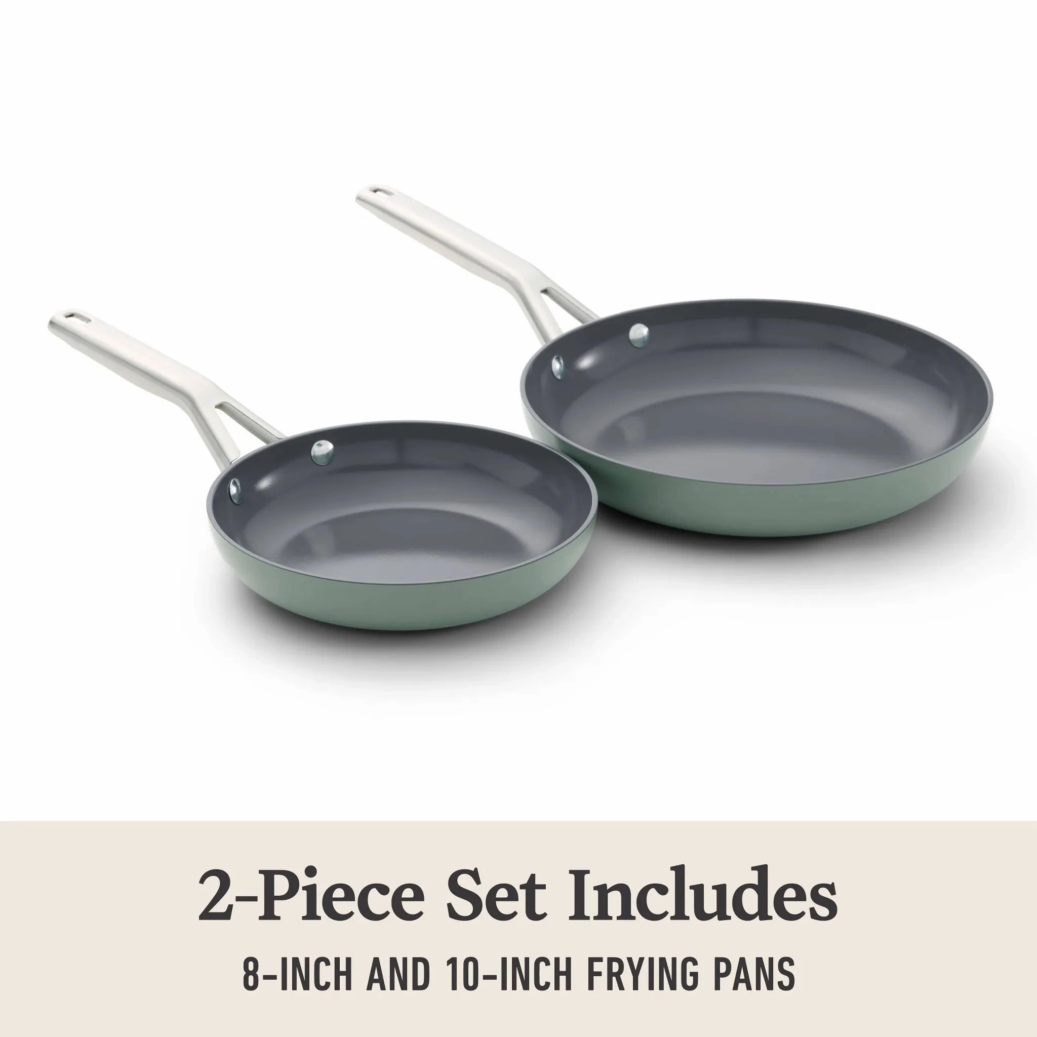Ceramic Fry Pan Combo Silver Ash: Nonstick, Anodized Aluminum, Oven & Dishwasher Safe, 8" Diameter, 2-Piece Set