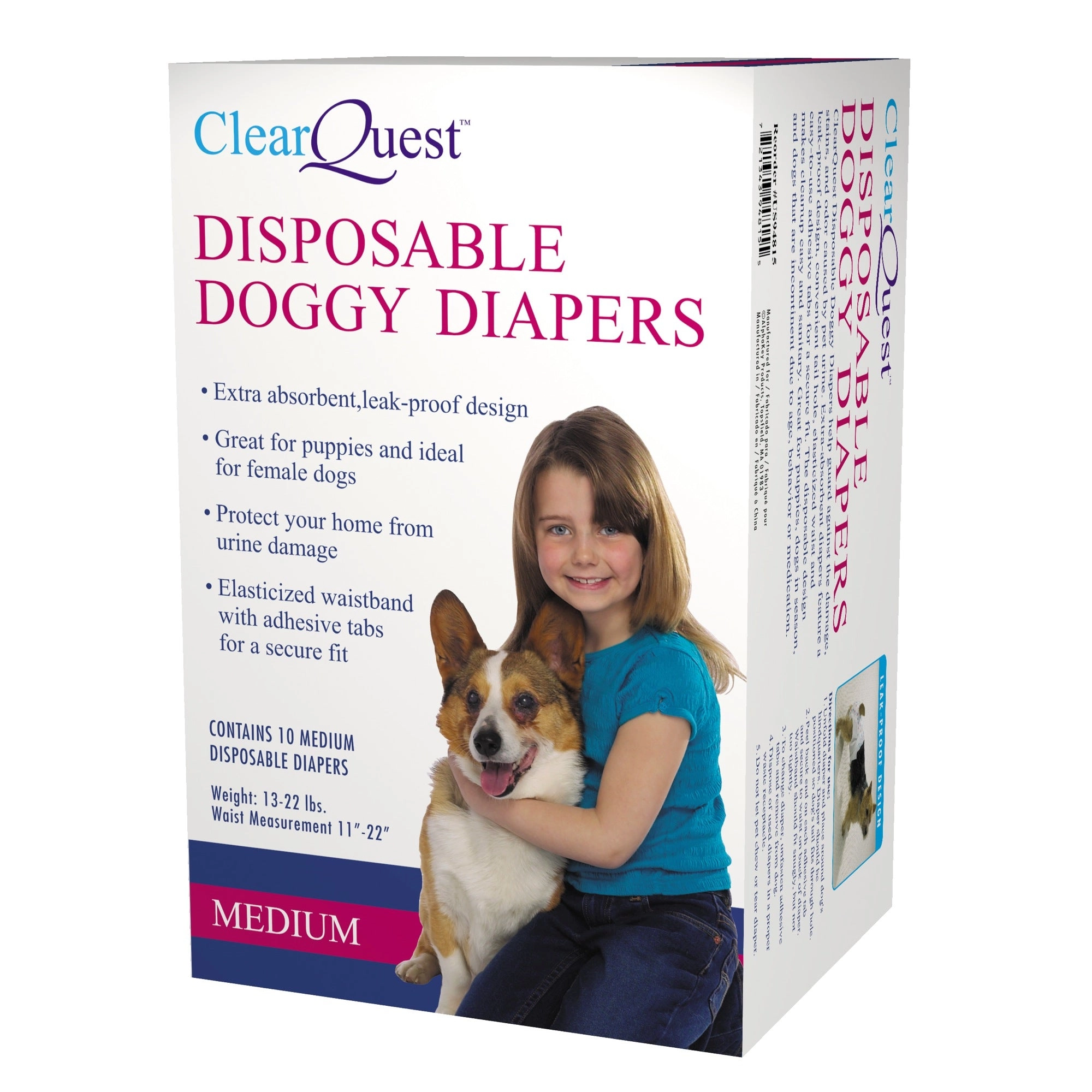 Clear Quest Disposable Doggy Diapers Medium