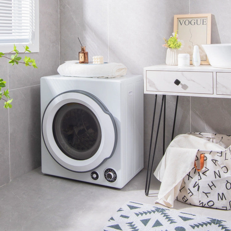 Compact Electric Tumble Laundry Dryer With Stainless Steel Tub-White
