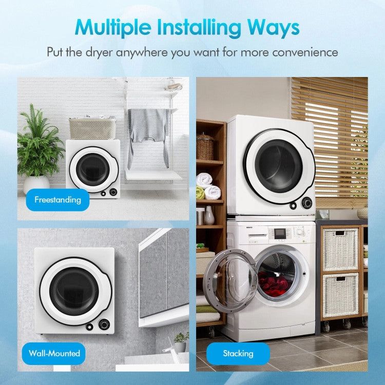 Compact Electric Tumble Laundry Dryer With Stainless Steel Tub-White