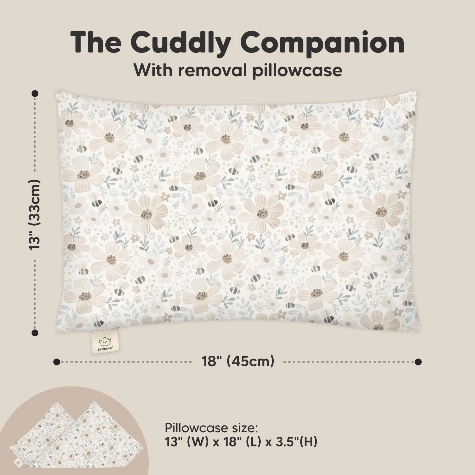 Cuddly Toddler Pillow with Pillowcase (Flora Vale)