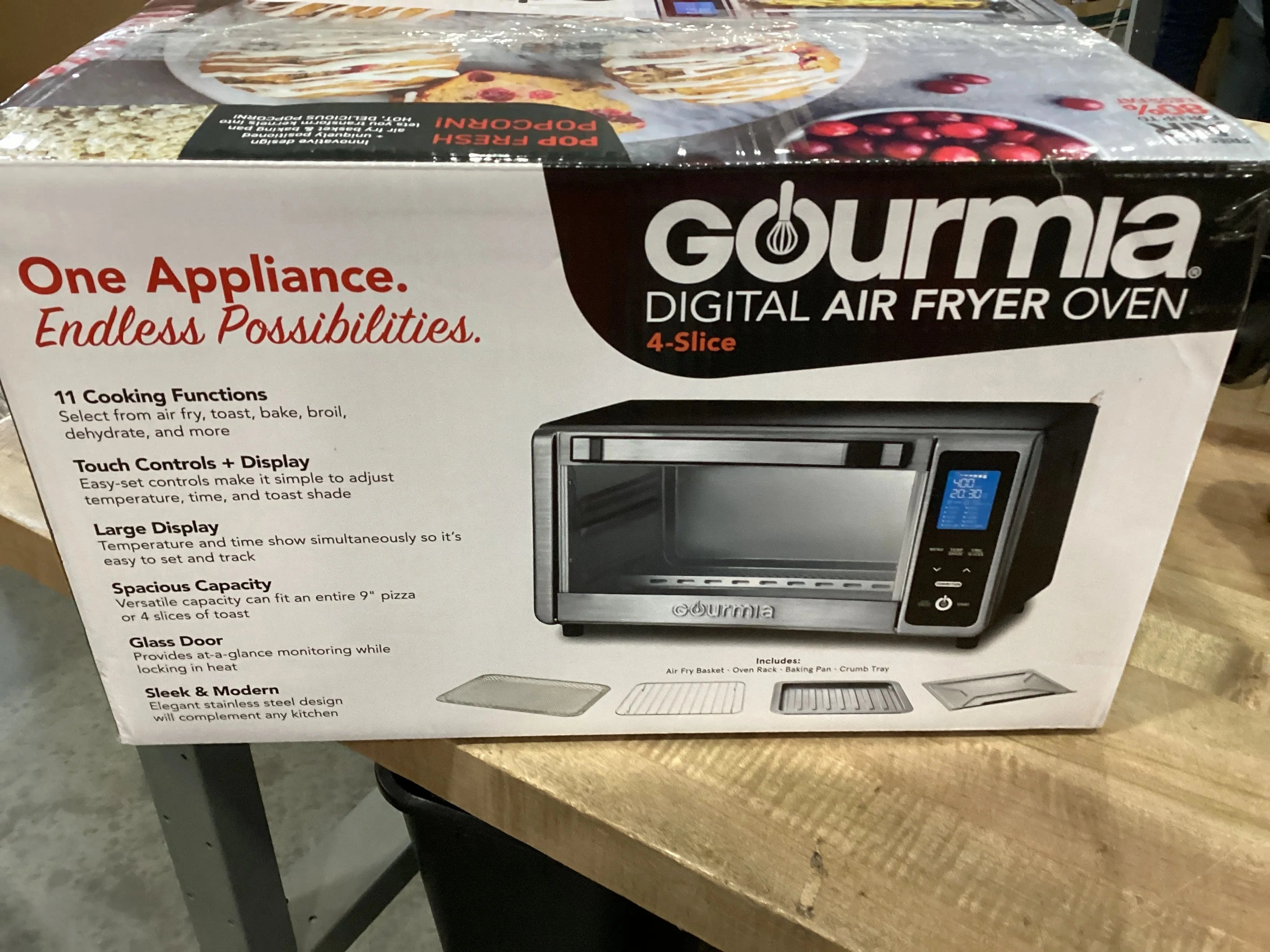 Digital 4-Slice Toaster Oven Air Fryer with 11 Cooking Functions Stainless Steel Gray (See Description)