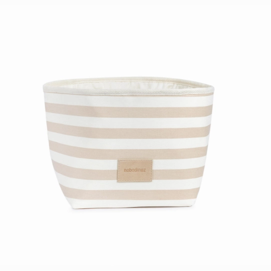 Django Toy Basket - Taupe Stripes/Natural