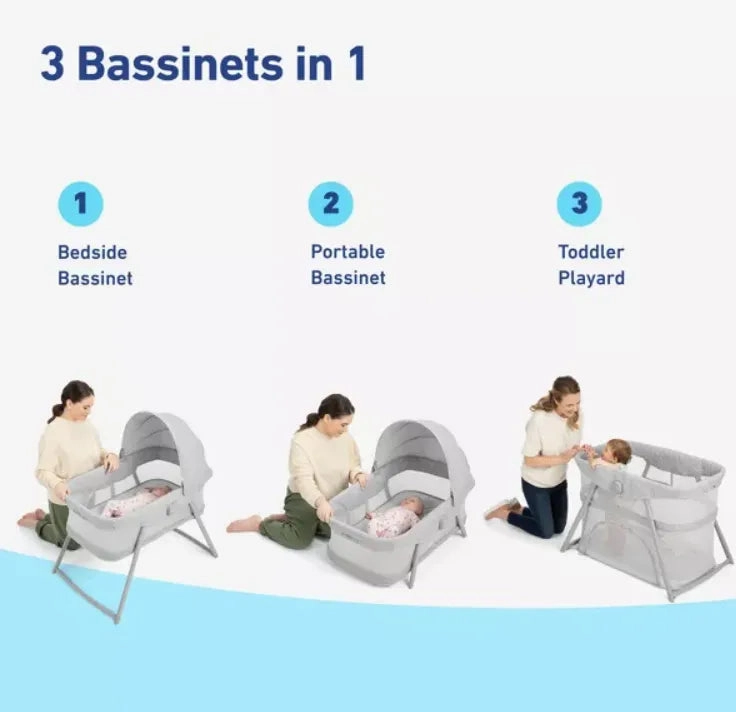 DreamMore 3-in-1 Travel Bassinet - Gray