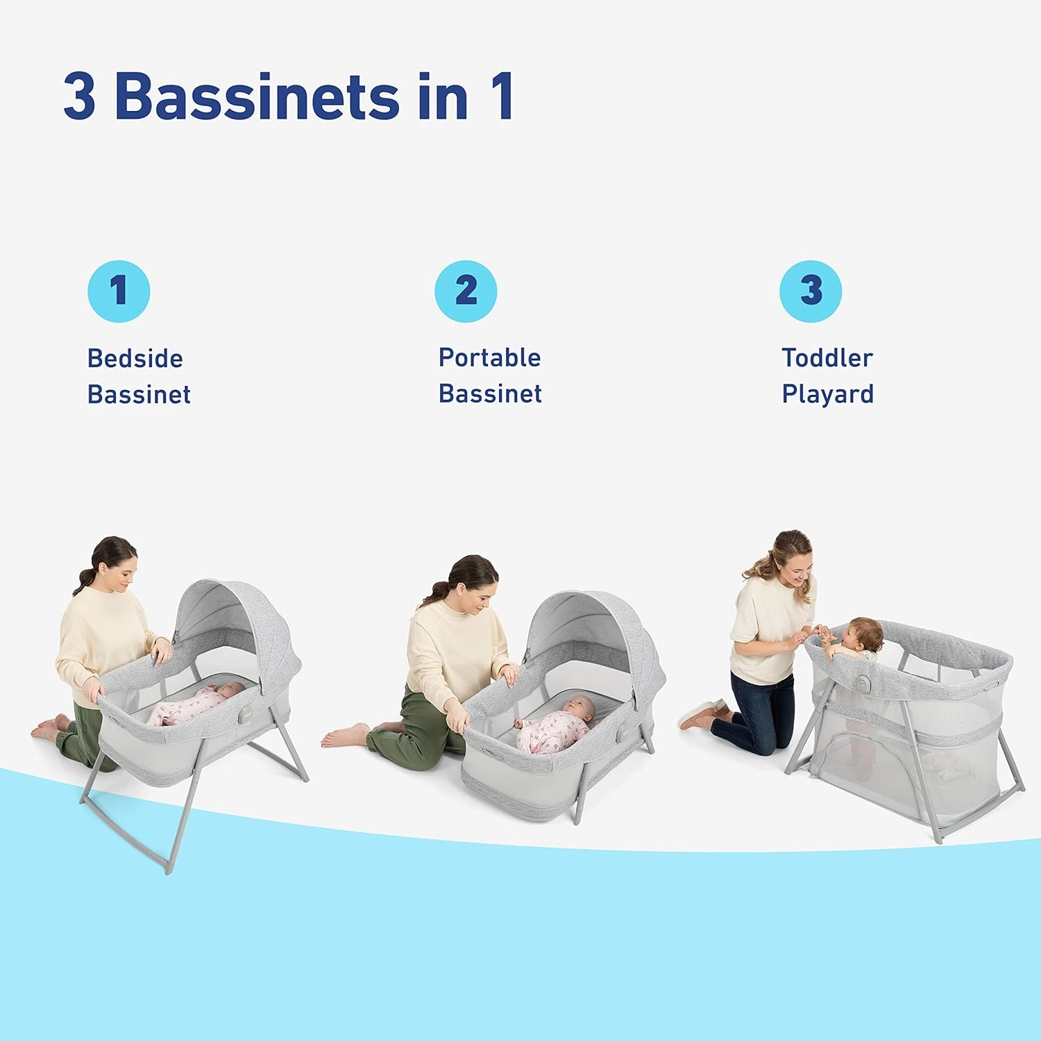 Dreammore Bassinet 3-in-1 Portable Bassinet & Travel Crib - Modern Cottage