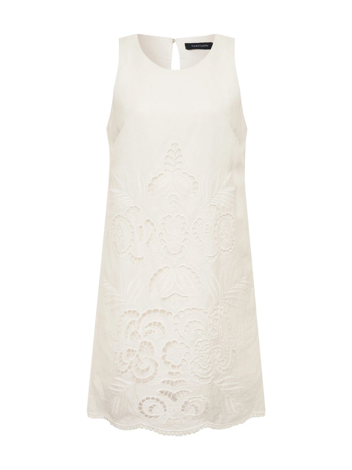 Embroidered Blooms Dress White