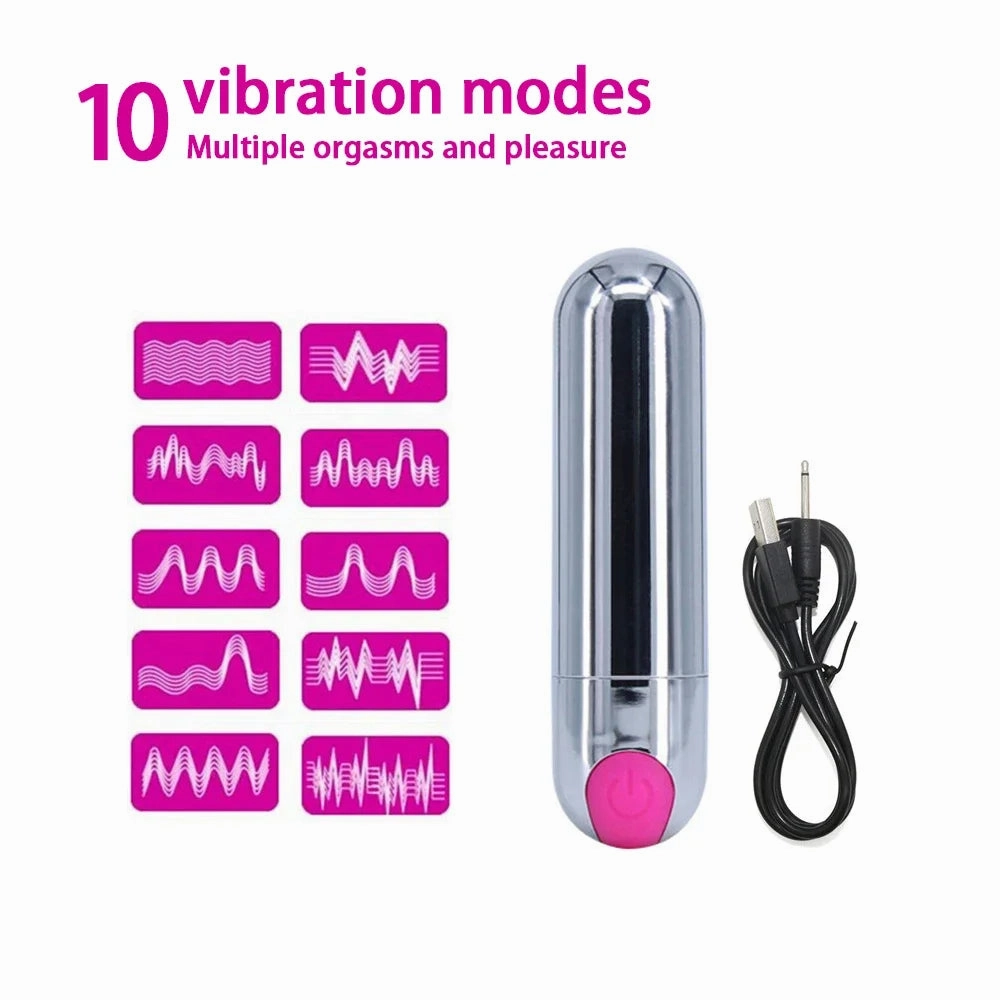 Essential Bliss Bullet Vibrator: 10-Mode Mini Vibrator Women Sex Tool